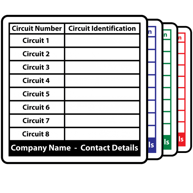 Personalised Circuit ID Labels. Choice of colours