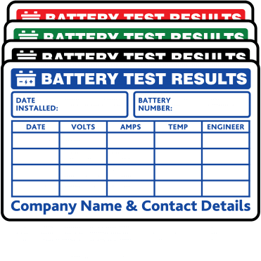 Personalised Large Single Colour Battery Test Labels. Choice of Colours