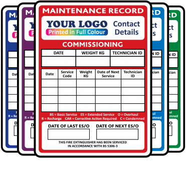 Personalised Medium Full Colour BS 5306 Fire Extinguisher Maintenance Labels - Design 2