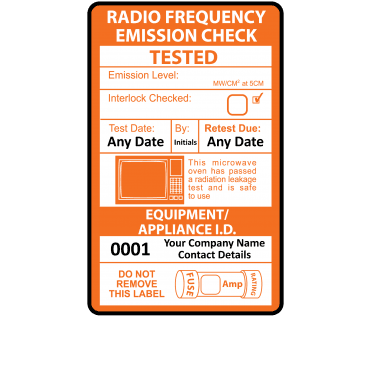 Personalised Microwave Emission Test Labels for Portable Appliance Testing