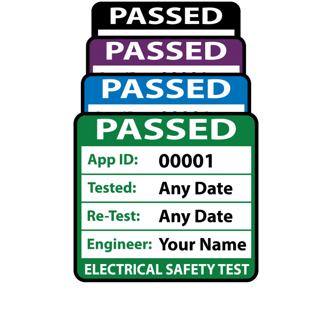 Plug Top Sized Personalised 3rd Edition Passed PAT Test Labels. Choice of Colours