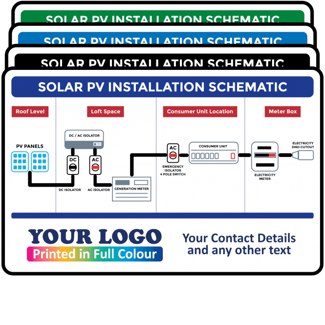 Personalised Solar PV Installation Labels with Schematic Diagram - Design 2