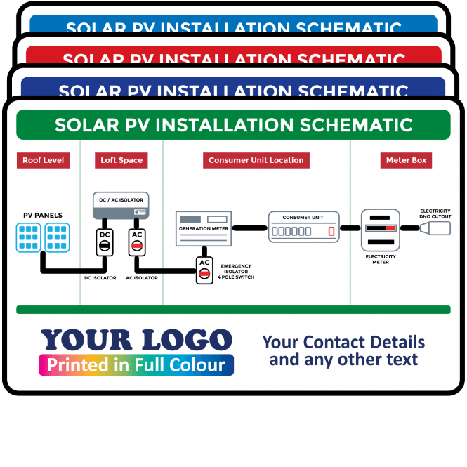 Personalised Solar PV Installation Labels with Schematic Diagram - Design 3
