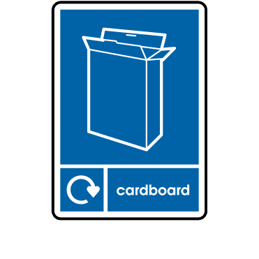 Recycle Cardboard Sign in Blue - WRAP Compliant Signs
