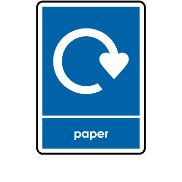 Recycle Paper Label in Blue - WRAP Compliant Signs