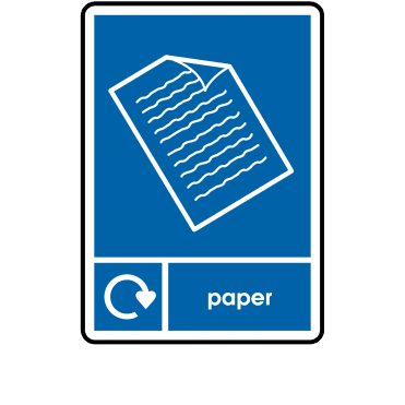 Recycle Paper Sign in Blue - WRAP Compliant Signs