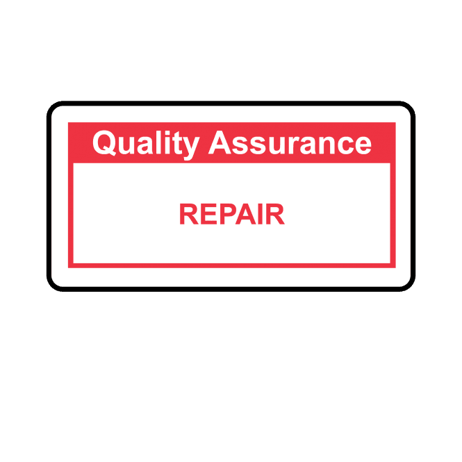 Repair - Quality Assurance Single Colour Labels in Red