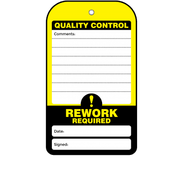 Rework Required Quality Control Tag - Tear Resistant & Waterproof