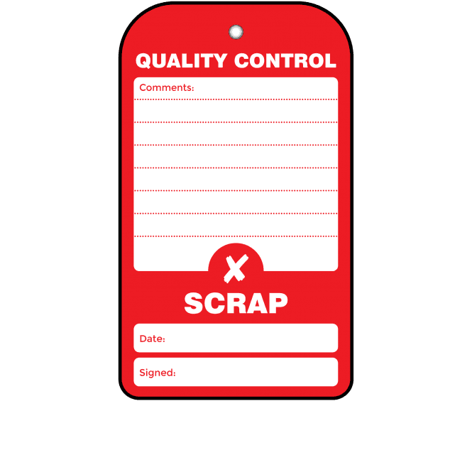 Scrap Quality Control Tag - Tear Resistant & Waterproof