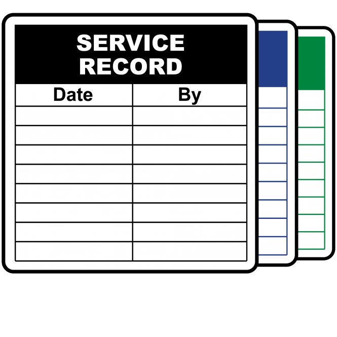 Service Record Labels - Design 1. Variety of colours