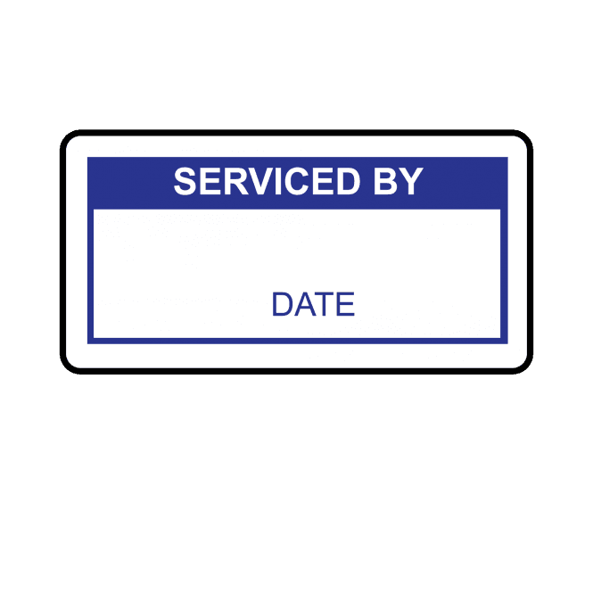 Serviced By Labels in Blue
