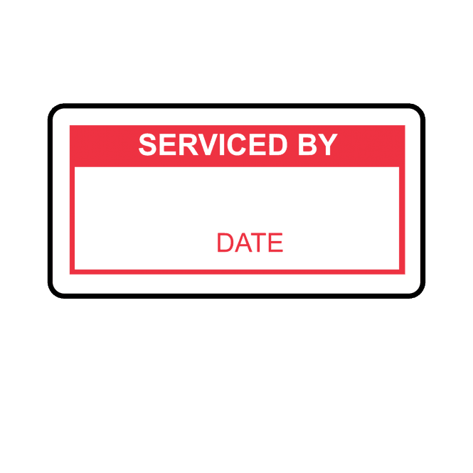Serviced By Labels in Red