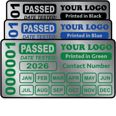 Silver Custom Passed Labels - Design 3. Choice of colours