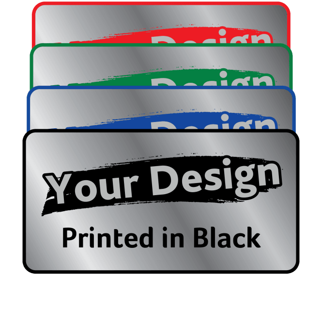 Silver Regular Size Labels to Your Design. Choice of colours