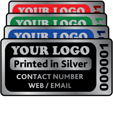 Silver Standard Size Asset ID Labels - Design 3. Variety of Colours