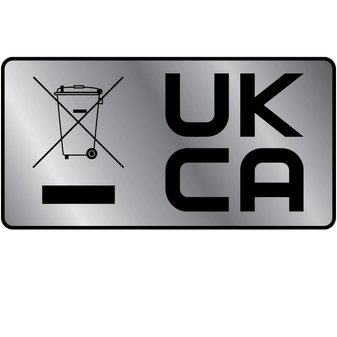 Silver Standard WEEE & UKCA Labels for UKCA Marking & Electronic Waste Disposal