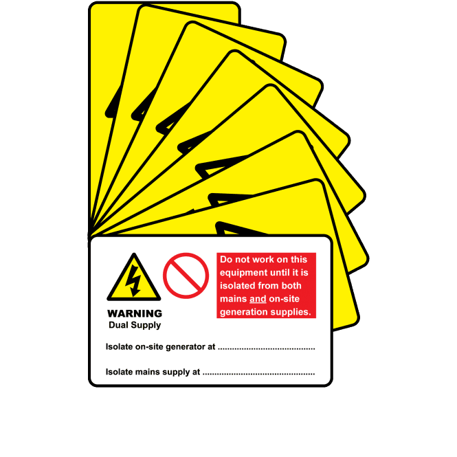 Solar PV Warning Label Multipack - 8 Different Labels, 12 of each