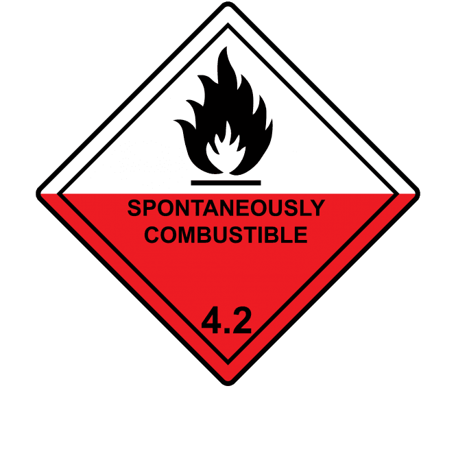 Spontaneously Combustible 4.2 Labels - Hazard Warning Diamonds