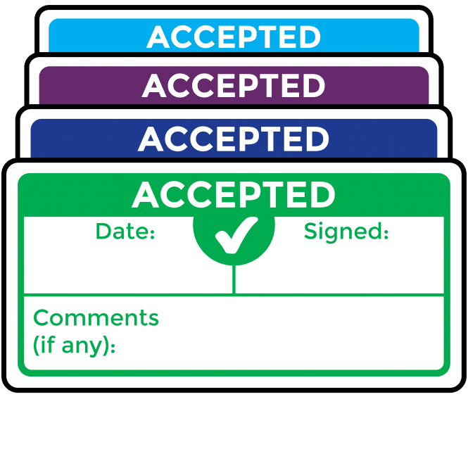 Super Stick Accepted Labels - Variety of Colours