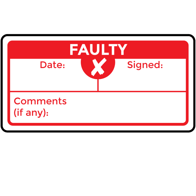 Super Stick Faulty Labels in Red