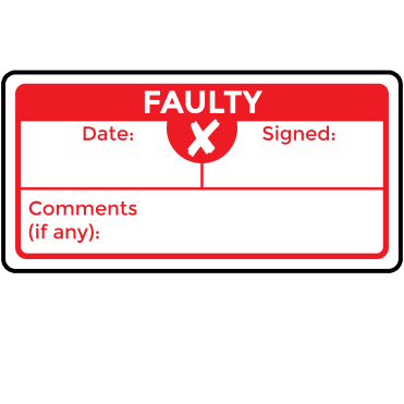 Super Stick Faulty Labels in Red