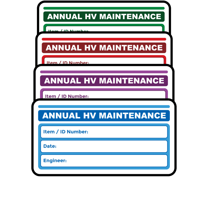 Super Stick Midi Annual HV Maintenance Labels - Choice of Colours