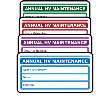 Super Stick Midi Annual HV Maintenance Labels - Choice of Colours