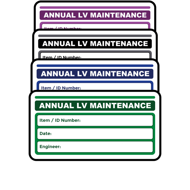 Super Stick Midi Annual LV Maintenance Labels - Choice of Colours