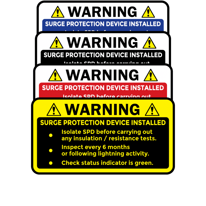 Super Stick Midi Surge Protection Device Labels - (92mm x 48mm) Choice of Colours