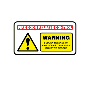 Super Stick Midi Warning Fire Door Release Control Labels - 92mm x 48mm