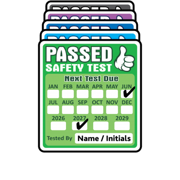 Super Stick Personalised PAT Test Labels - Sticks to almost anything! Design 3