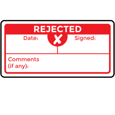 Super Stick Rejected Labels in Red
