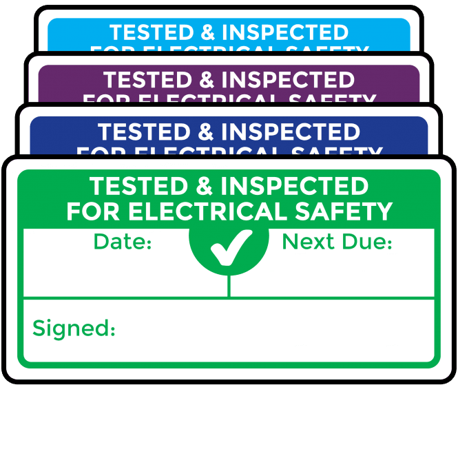 Super Stick Tested and Inspected For Electrical Safety Labels - Variety of Colours