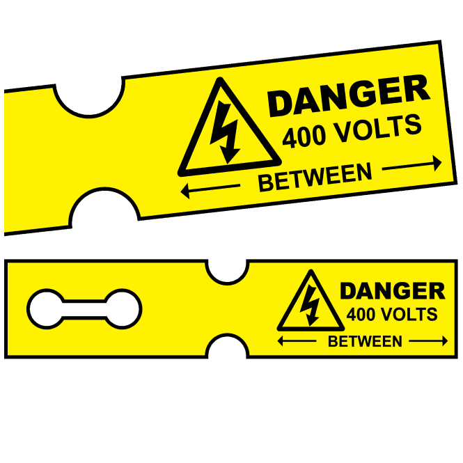 Tuff Tag Danger 400 Volts Between - Voltage Labels for Harsh Environments