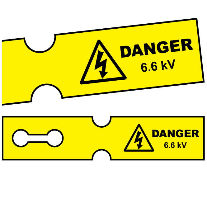 Tuff Tag Danger 6600 Volts - Voltage Labels for Harsh Environments