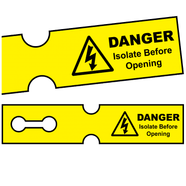 Tuff Tag Danger Isolate Before Opening - Voltage Labels for Harsh Environments