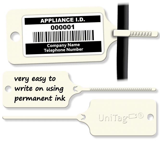 UniTag® Rigid Plastic Self Ties in White, (Labels not included)