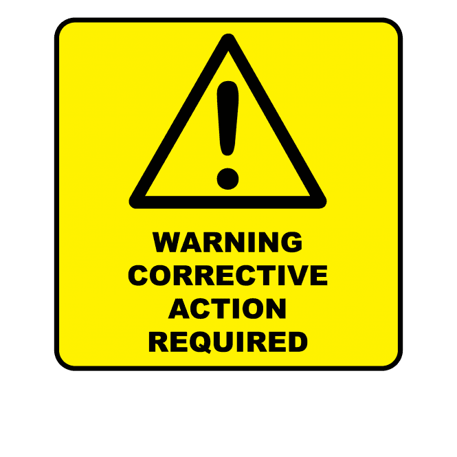 Warning Corrective Action Required Labels