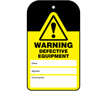 Warning Defective Equipment Tag - Tear Resistant & Waterproof