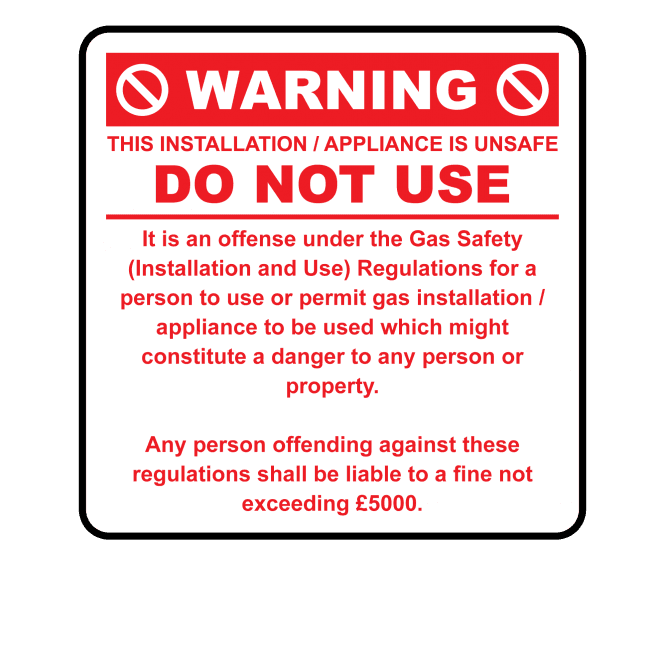 Warning Do Not Use Gas Safety Labels