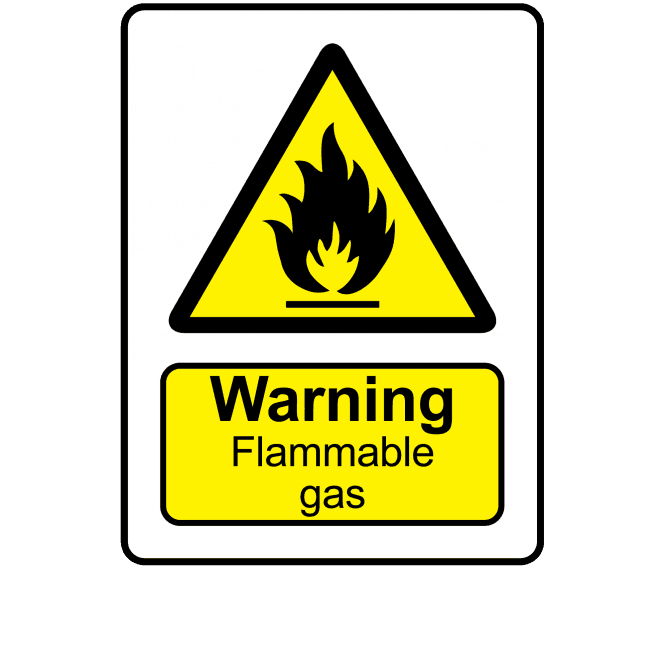 Warning Flammable Gas - Danger & Warning Labels